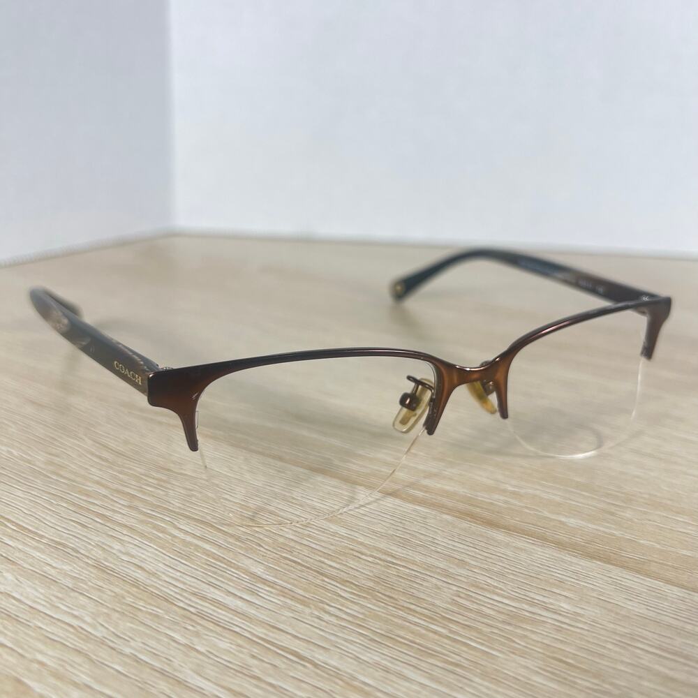 Coach 9163 HC5047 (Evie) Eyeglasses Half Rim Brown Wood Frames Only 50-17-135